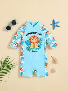 SHEIN Baby Boy Animal Pattern One-Piece Swimsuit