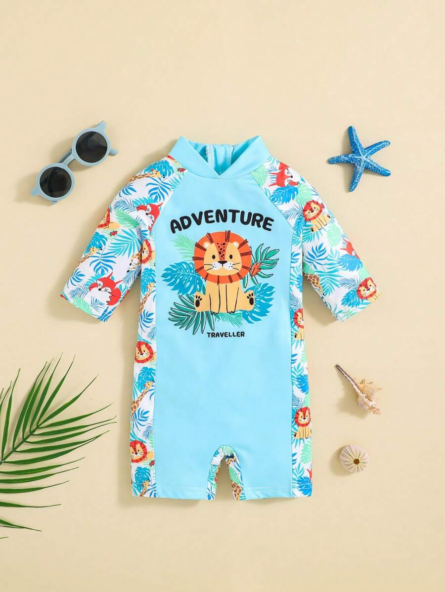 SHEIN Baby Boy Animal Pattern One-Piece Swimsuit