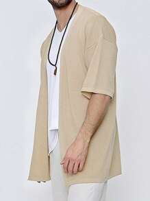 Manfinity Homme Men's Open Front Short Sleeve Cardigan - Apricot - View 1