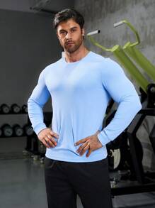 Gym Rark Boyfriend Style Men's Solid Color Embroidered Sportswear Sweatshirt Boyfriend Style Men Sweatshirt - Baby Blue - View 1
