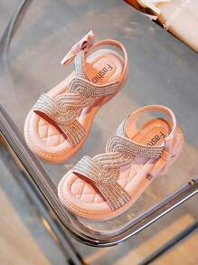 Fashionable Girls' Sandals With Rhinestones, Pearls & Slip-Resistant Sole - Pink - View 8