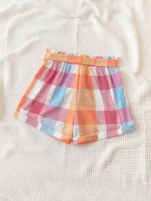Soleia 女款格紋高腰荷葉邊短褲 - 彩色 - 查看 5