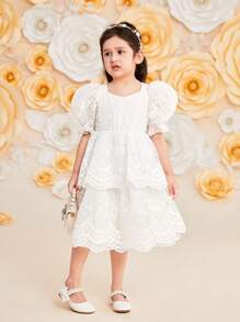 SHEIN 年輕少女華麗泡泡袖A字裙