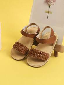 Mới Mùa hè Phong cách Cô gái Dép xăng đan , Đúng mốt Và Dễ thương Em bé Dép xăng đan , Thoải mái Ngoài trời Giày đi bộ Đối với Học tập Đến , Bé gái Dép phẳng Cho mùa hè - màu nâu - Xem 6