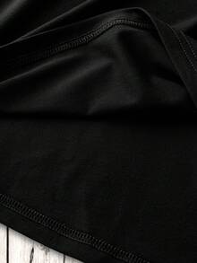 SHEIN Essnce Của phụ nữ Slogan In Vòng cổ Áo thun - màu đen - Xem 5