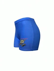Của phụ nữ Đúng mốt Cá nhân hóa In hoa con hổ Thiết kế chữ cái Giải trí Quần short Cho mùa hè - Màu xanh lam - Xem 3