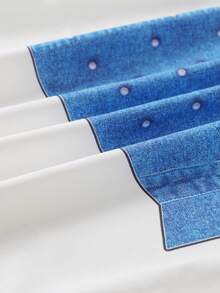 SHEIN Young Girl Pearls & Denim Effect Print Skirt