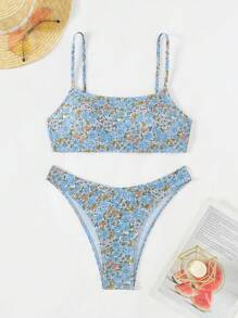 SHEIN Swim Ditsy Floraled Two-Piece Bikini Set Summer Beach