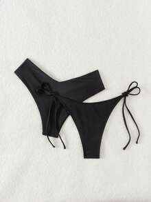 SHEIN Swim 2入組實色泳衣下著 - 黑色 - 查看 2