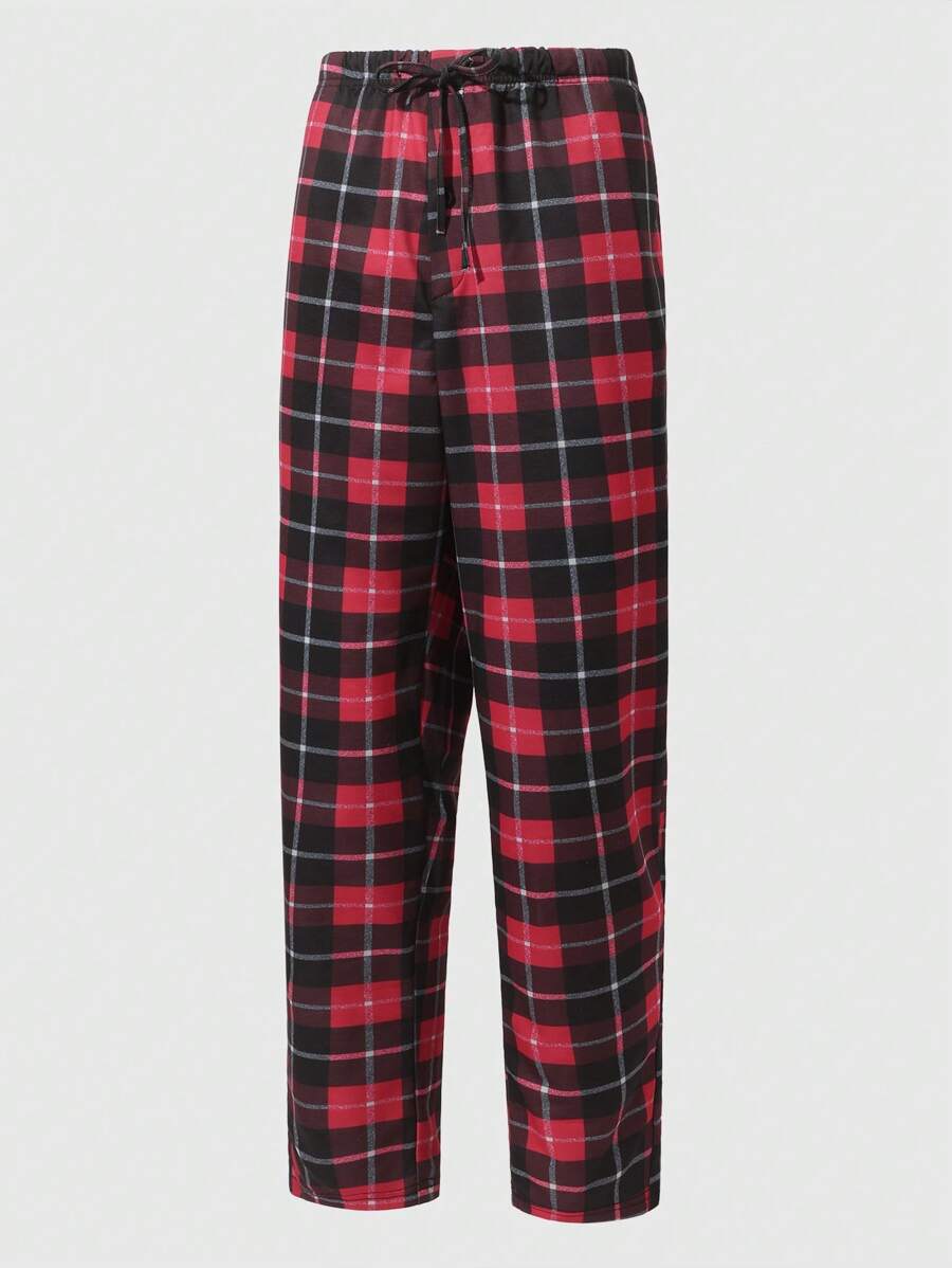 Manfinity Homme 男士加大格紋腰帶束口運動長褲