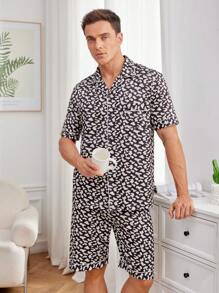 男士豹紋家居服套裝