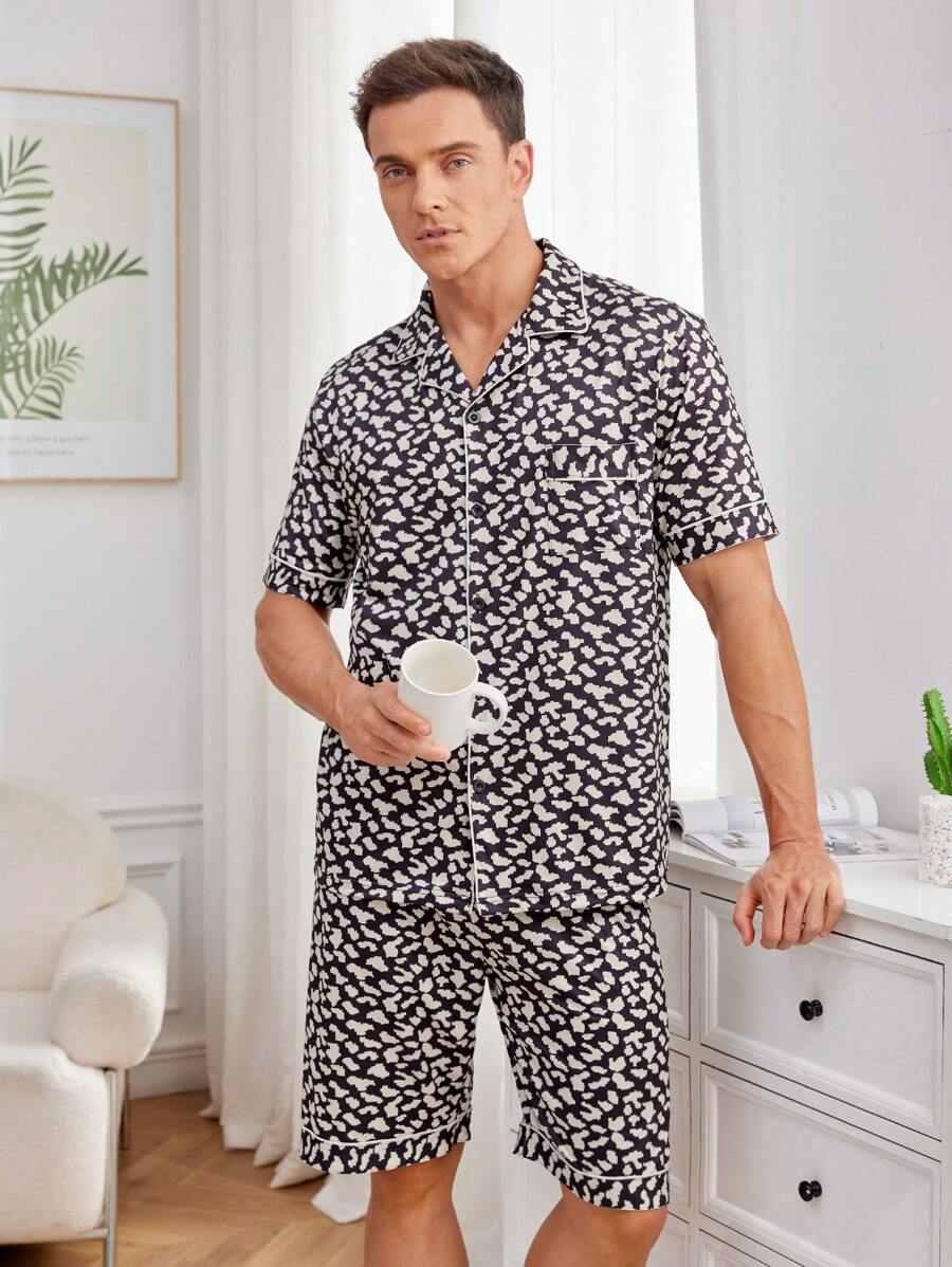 男士豹紋家居服套裝