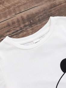 SHEIN 3 Piezas/set Tops De Cuello Redondo Y Manga Corta Con Estampado De Panda Para Chicas Jóvenes, Pantalones Cortos Y Largos Para Vestir Cómodo En Casa