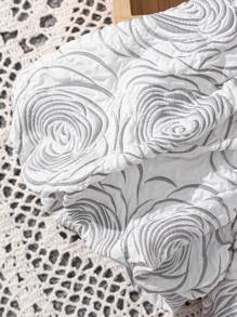 SHEIN Young Girl Summer New Jacquard Flower Print Dress With Ladylike Style