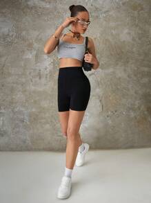 SHEIN EZwear 女士針織日常休閒褲襪 - 黑色 - 查看 5