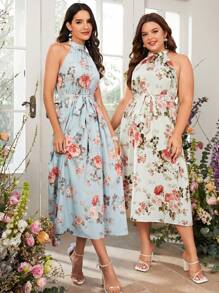 SHEIN Clasi 女士花卉印花露背連衣裙 - 彩色 - 查看 2