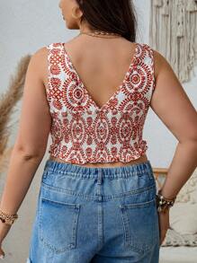 SHEIN Clasi Kích thước lớn Của phụ nữ Thực vật In Cổ chữ V Áo ba lỗ - Nhiều màu - Xem 2