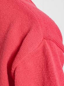 Chiquease Women's Heart Pattern Round Neck Pullover Sweater, Knit Pullover Fall Winter - Red - View 5