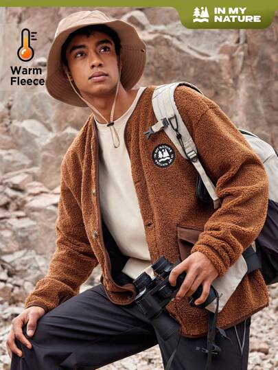 SHEIN In My Nature Chaqueta con capucha con cremallera para hombre para actividades al aire libre, chaqueta de forro polar con cremallera, chaqueta de punto gruesa y versátil casual, para deportes y actividades al aire libre, estilo novio, atuendo de invierno para hombre, chaqueta para hombre, tela de buena calidad, diseñada específicamente para exteriores, chaqueta esencial para hombre, regalos de Navidad, regalos de Halloween, otoño/invierno