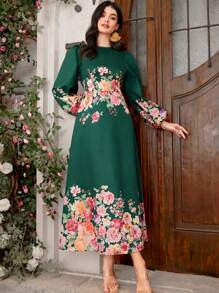 Seusyu Váy tay đèn lồng in hoa dành cho nữ - Nhiều màu - Xem 4