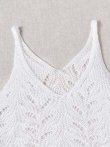 SHEIN Unity Quý cô Màu thuần Không tay Dệt kim Áo ba lỗ Áo - trắng - Xem 6