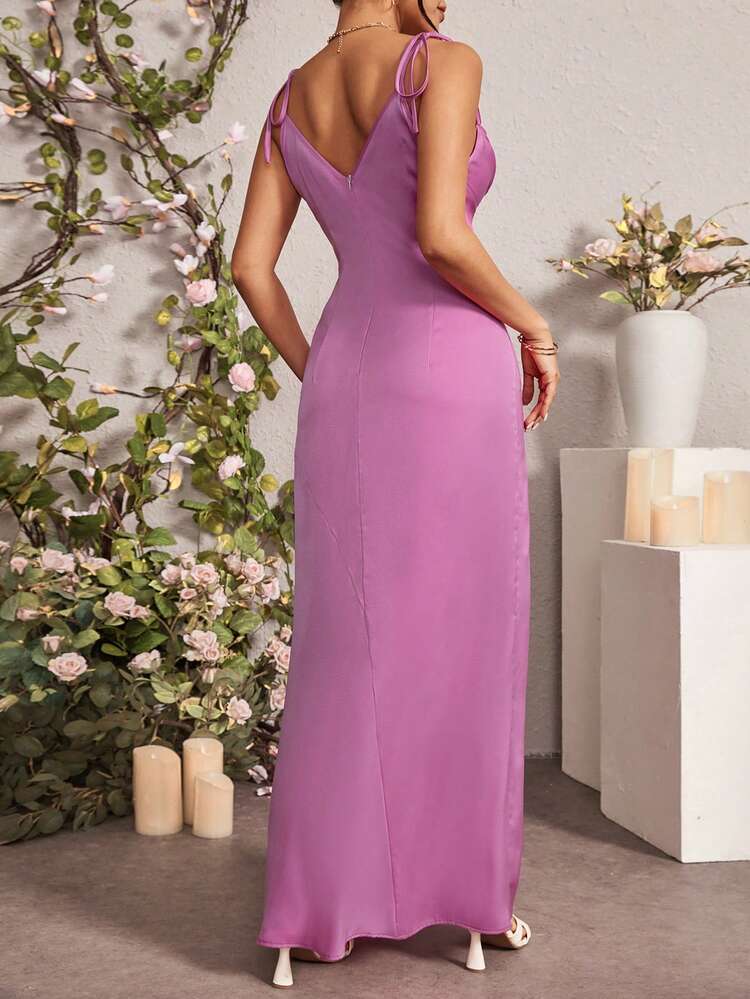 Women's Solid Color Pleated Spaghetti Strap Dress