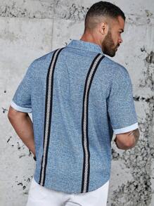 Manfinity Homme Nam Kích thước lớn Khối màu In Hình học Áo sơ mi - Xám - Xem 2