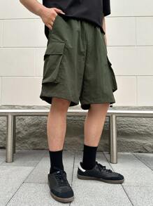 DAZY Men's Solid Color Utility Shorts - Green - View 7