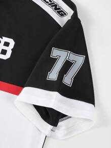 Manfinity LEGND Men'S Color Blocking Alphabet Print T-Shirt And Shorts Set