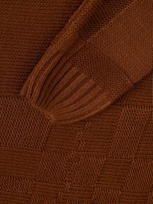 SHEIN Cottnline Men's Solid Color Crewneck Casual Sweater - Brown - View 4