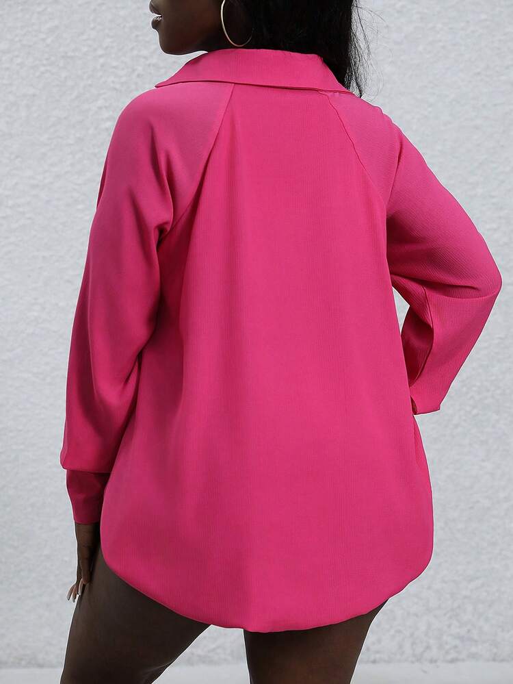 Women's Solid Color Turn Down Collar Drop Shoulder Long Sleeve Spring Blouses Fall Cloth For Women