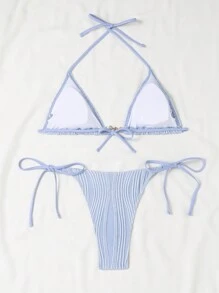 SHEIN Swim Effen kleur getextureerde bikiniset voor dames, zomerstrand