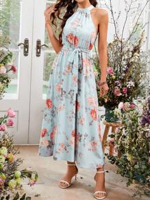 SHEIN Clasi 女士花卉印花露背連衣裙 - 彩色 - 查看 10