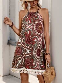 Breezaya Vestido De Cuello Halter Con Estampado De Mandala Para Mujer - Multicolor - Ver 1