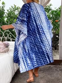 SHEIN Clasi Abrigo De Manga Murciélago Con Estampado De Teñido Anudado En Talla Grande - Multicolor - Ver 5