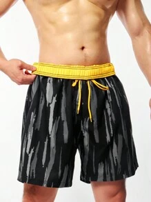 Manfinity KASUA Nam Kích thước lớn Khối màu Quần short đi biển Với dây rút Eo - màu đen - Xem 1