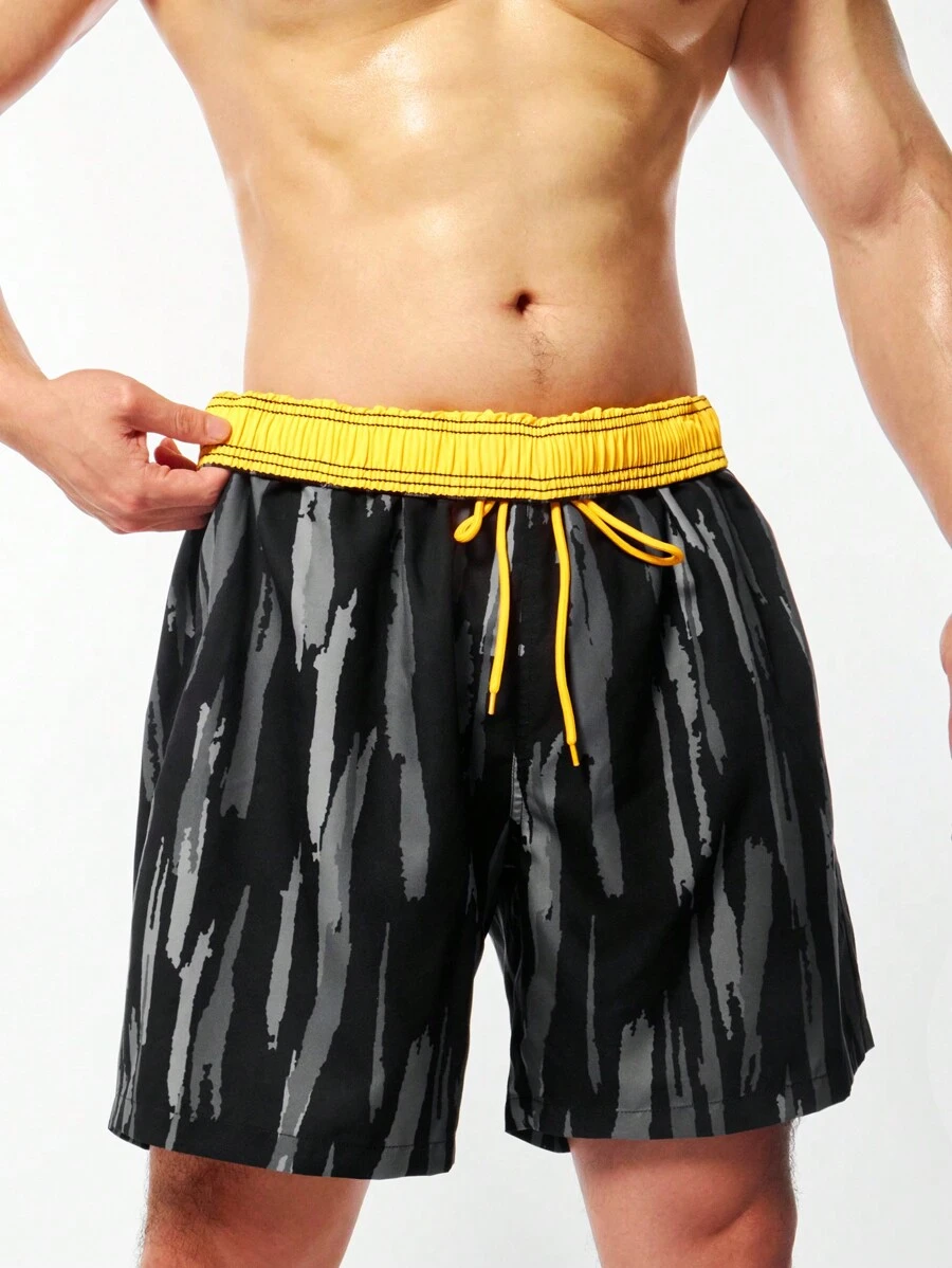 Manfinity KASUA Nam Kích thước lớn Khối màu Quần short đi biển Với dây rút Eo - màu đen - Xem 1