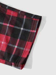 Manfinity Homme 男士加大格紋腰帶束口運動長褲