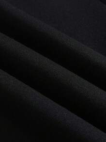 ROMWE Goth 骷髏頭和字母圖案加絨內裏運動衫 - 黑色 - 查看 3