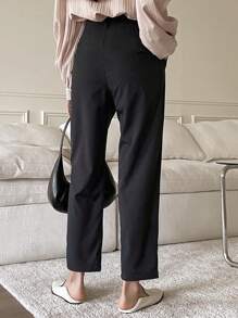 DAZY Women's Straight Leg Solid Color Casual Business Pants Fall/Winter - Black - View 4