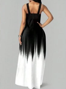 EMERY ROSE Vestido de verano sin mangas con cruces y bloques de color para mujer - Blanco y Negro - Ver 2