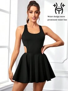 Daily&Casual Của phụ nữ Điền kinh Đầm Với Túi Cho chạy bộ , Quần vợt , Cầu lông , Khỏe mạnh - màu đen - Xem 3