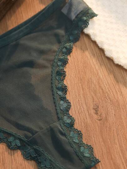 Ladies' Kanten Mesh BH Slipje Lingerie Set view 3