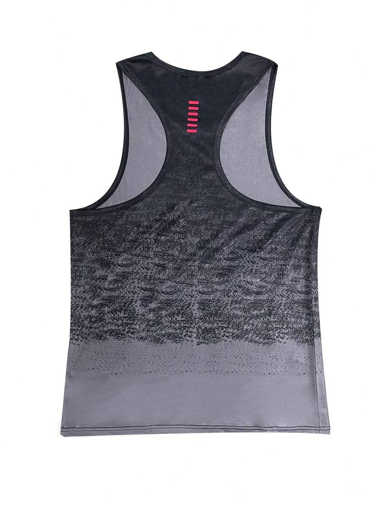Men's Bull Print Gradient Sports Tank Top Workout Tops
