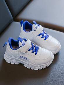 新款兒童運動鞋，兒童休閒厚底鞋，皮革外層舒適學生男孩跑步鞋，嬰兒女孩白色運動鞋 - 白色 - 查看 3