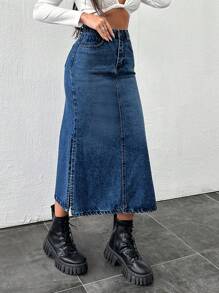 EURMUSE Women's Mermaid Style Denim Skirt - Blue - View 3