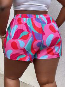 SHEIN Holidaya Rozmiar Plus Damski Geometryczny Nadrukowany Asymetryczna lamówka Spódnica