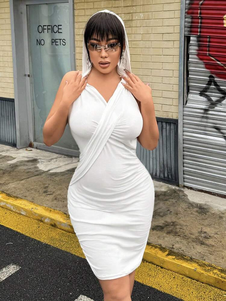 Women's Sexy Sleeveless Hooded Backless Bodycon Dress