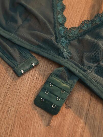 Ladies' Kanten Mesh BH Slipje Lingerie Set view 6