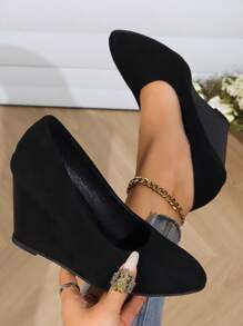 Zapatos de tacón alto con plataforma para mujer, de moda para fiesta, boda, ocasión formal, color negro - Negro - Ver 3
